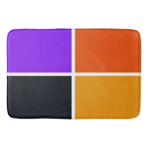 Orange, Yellow, Purple and Black Squares Bath Mat