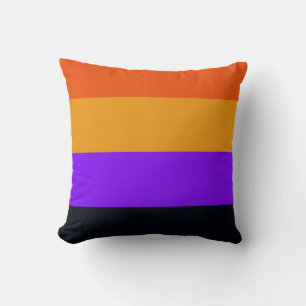 Orange, Yellow, Purple and Black Stripes Cushion