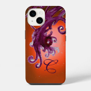 ORANGE YELLOW PURPLE BERRIES AND SWIRLS MONOGRAM i iPhone 14 Case