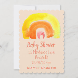 Orange yellow rainbow baby shower invitation