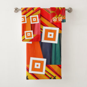 Orange Yellow Red Abstract Bathroom Towel Sets