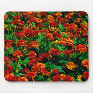 Orange Yellow Red Flower Landscape Mouse Mat
