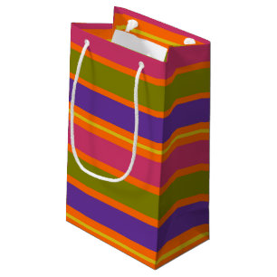 Orange, Yellow, Red, Green and Purple stripes Small Gift Bag