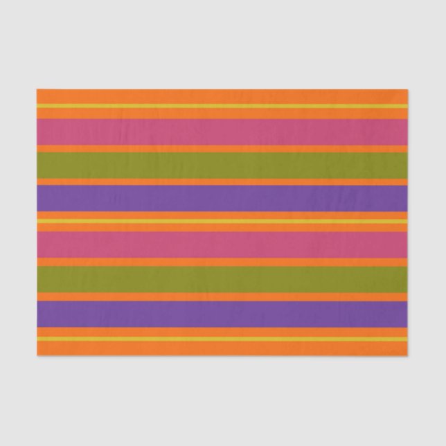 Orange, Yellow, Red, Green and Purple stripes tiss Tissue Paper (Front)