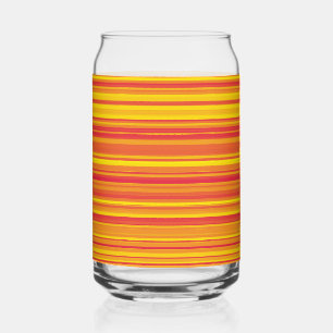 Orange Yellow Red Striped Can Glass