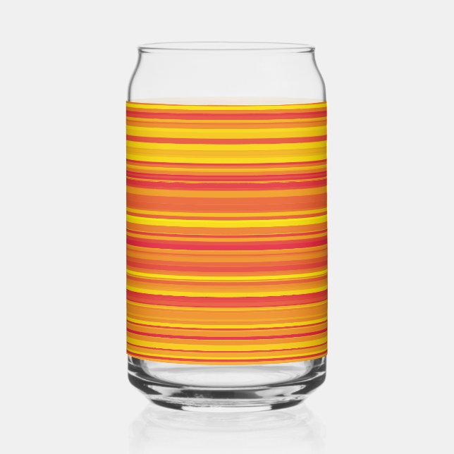 Orange Yellow Red Striped Can Glass (Front)