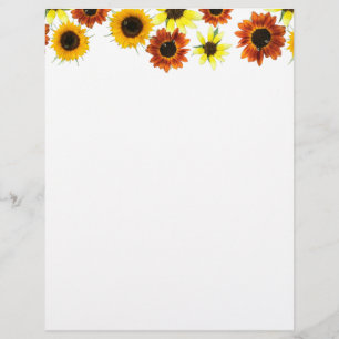 Orange Yellow Red Sunflowers Letterhead