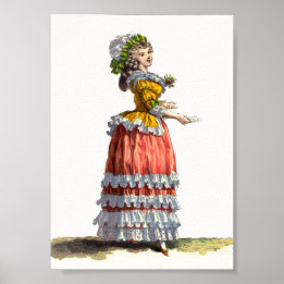 Orange & Yellow Regency French Fashion Drawing Poster