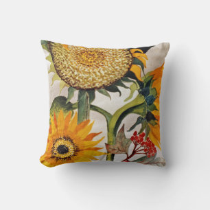 Orange Yellow Seeding Sunflower Art Cushion