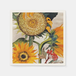 Orange Yellow Seeding Sunflower Art Napkin