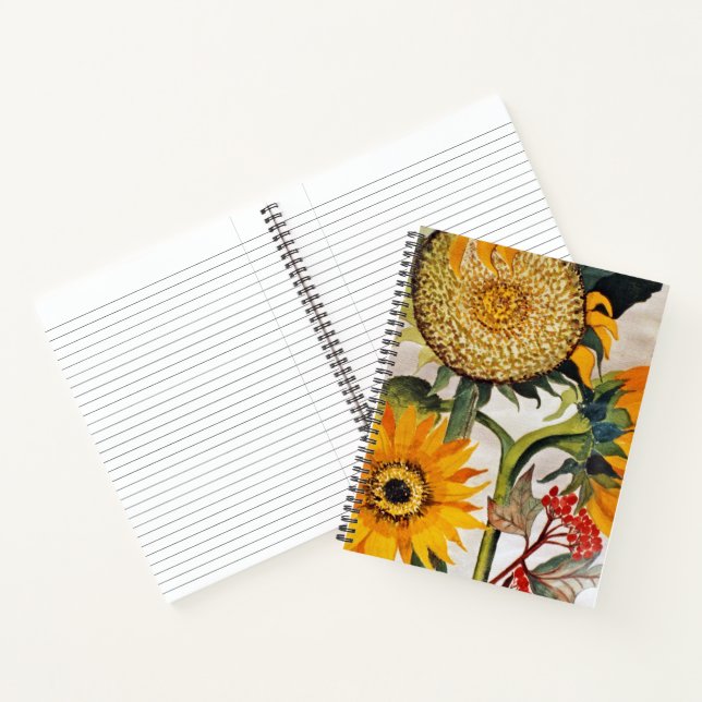 Orange Yellow Seeding Sunflower Art Notebook (Inside)
