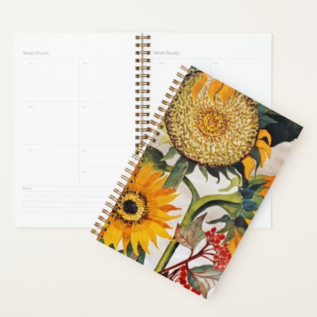 Orange Yellow Seeding Sunflower Art Planner (Display)