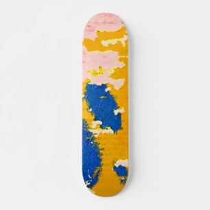 Orange Yellow Sky Blue Light Pink Peeling Paint Skateboard
