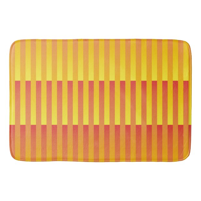Orange Yellow Striped Pattern Bath Mat (Front)