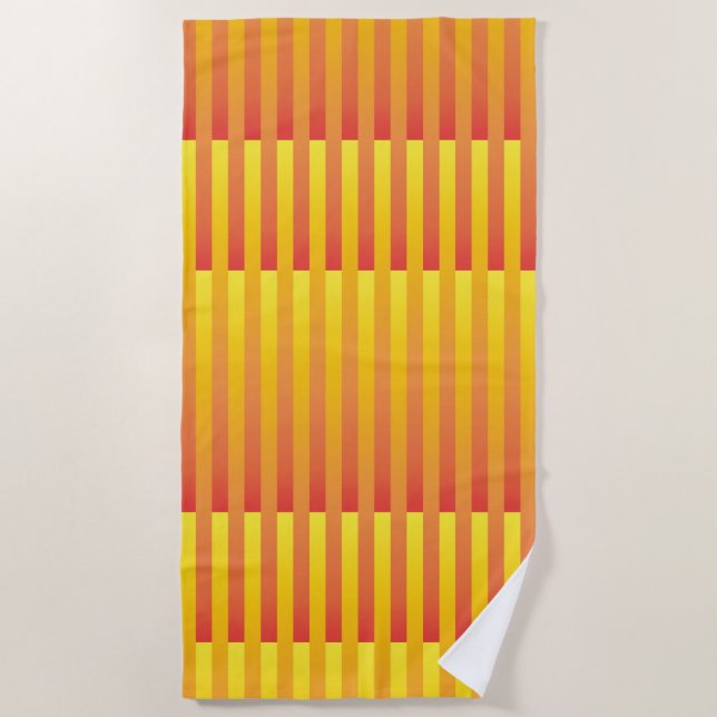 Orange Yellow Striped Pattern Beach Towel (Front)