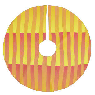 Orange Yellow Striped Pattern Brushed Polyester Tree Skirt