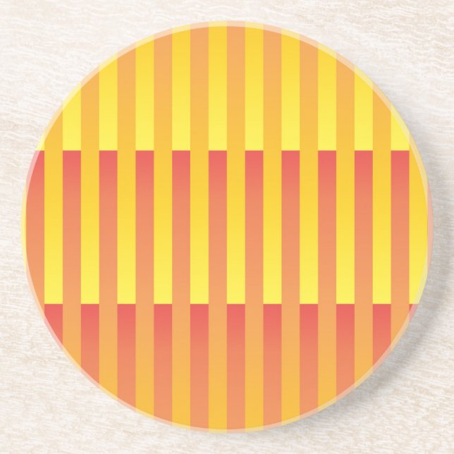 Orange Yellow Striped Pattern Coaster (Front)