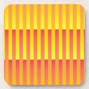 Orange Yellow Striped Pattern Coaster