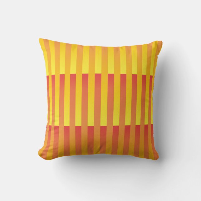 Orange Yellow Striped Pattern Cushion (Front)