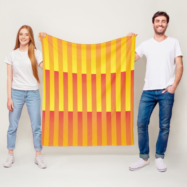 Orange Yellow Striped Pattern Fleece Blanket (In Situ)