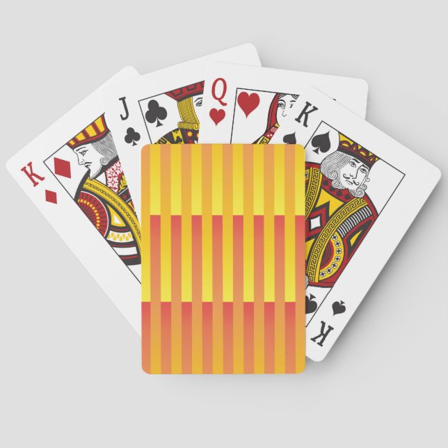 Orange Yellow Striped Pattern Playing Cards (Back)