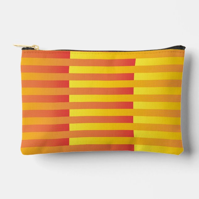 Orange Yellow Striped Pattern Small Accessory Pouch (Front)