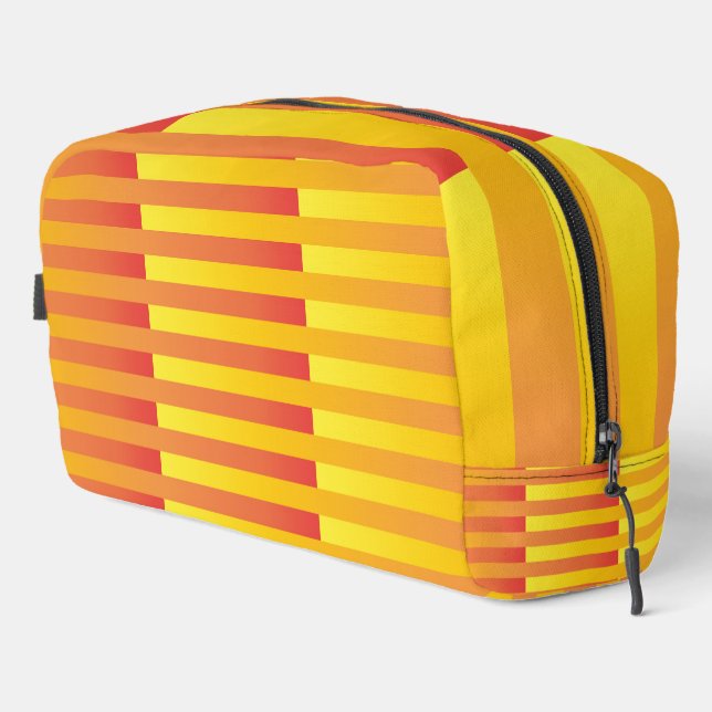 Orange Yellow Striped Pattern Toiletry Bag (Right Corner)