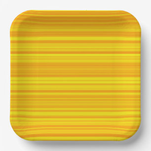 Orange Yellow Stripes Paper Plate