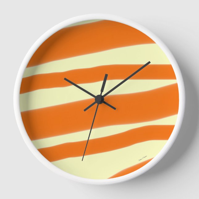 Orange Yellow Stripes Wall Clock (Front)