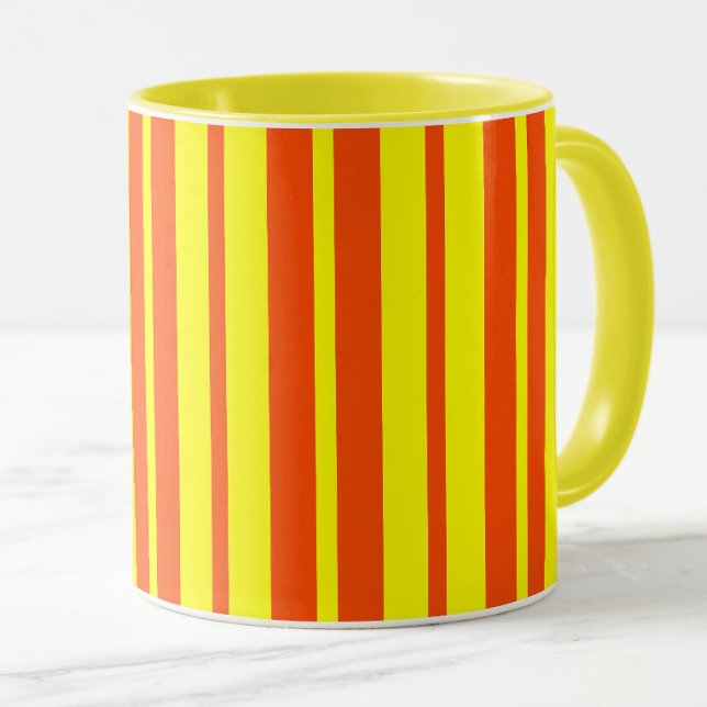 Orange Yellow Stylish Stripes Pattern Design  Mug (Creator Uploaded)
