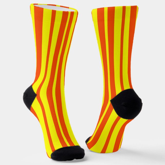 Orange Yellow Stylish Stripes Pattern Design  Socks (Creator Uploaded)