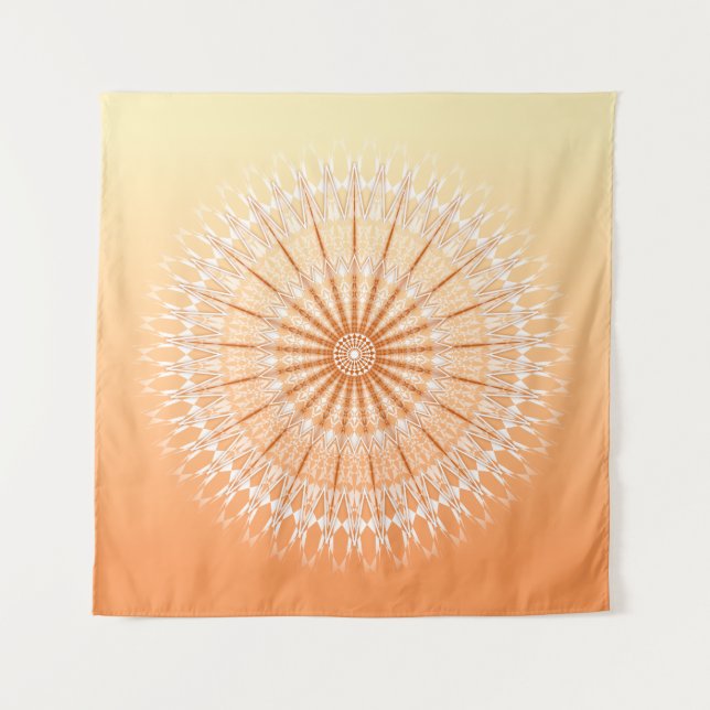 Orange Yellow  Sun Mandala Tapestry (Front)