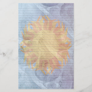 Orange Yellow Sun stationery-optional lines Stationery