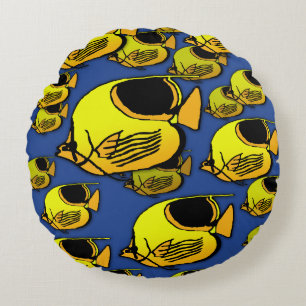 Orange & Yellow Sunfish Round Cushion