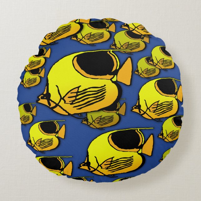 Orange & Yellow Sunfish Round Cushion (Front)