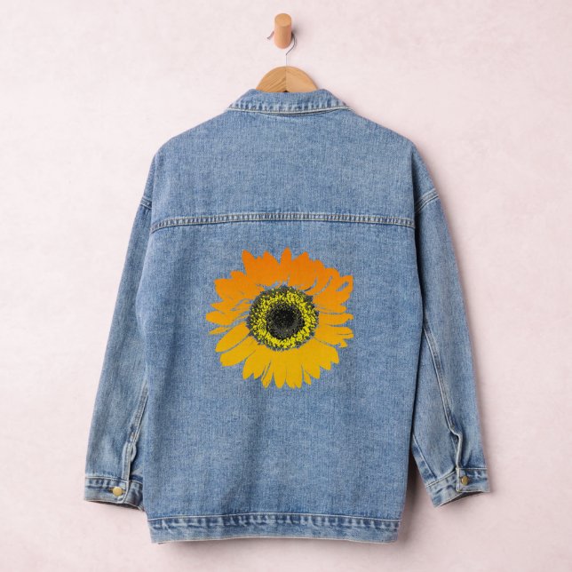 Orange Yellow Sunflower Design Denim Jacket (Hangar)
