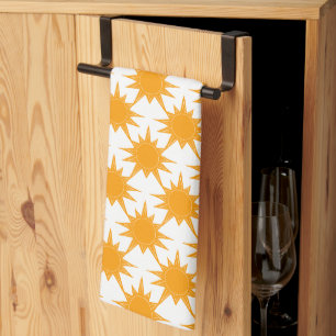 Orange Yellow Sunny Suns Tea Towel
