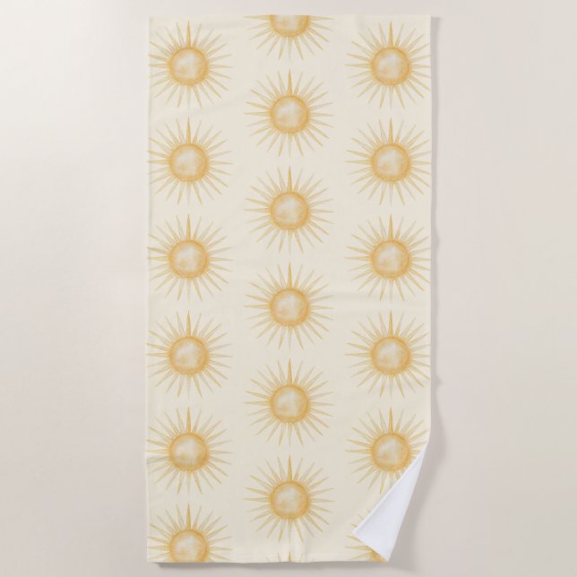 Orange Yellow Suns Beach Towel (Front)