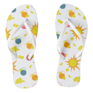 Orange Yellow  Suns Lemons Flip Flops