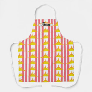 Orange Yellow Suns on Pink Stripes Apron