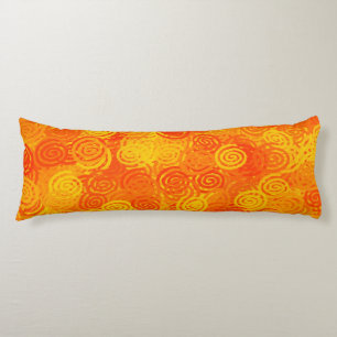 Orange Yellow Swirls Pattern Body Cushion