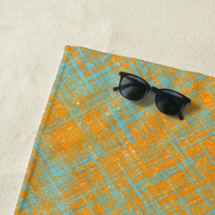 Orange Yellow Turquoise Blue Modern Pattern Beach Towel