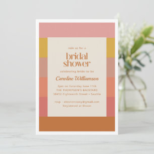 Orange Yellow Warm Stripes Geometric Bridal Shower Invitation