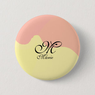 Orange yellow watercolor retro add your monogram 6 cm round badge