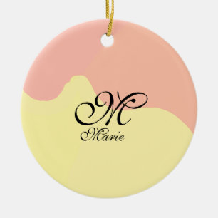 Orange yellow watercolor retro add your monogram  ceramic tree decoration
