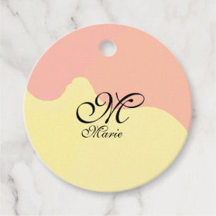 Orange yellow watercolor retro add your monogram favour tags