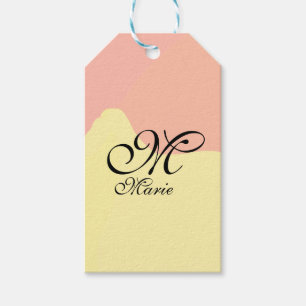 Orange yellow watercolor retro add your monogram gift tags