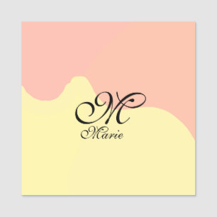Orange yellow watercolor retro add your monogram  name tag