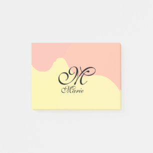 Orange yellow watercolor retro add your monogram post-it notes