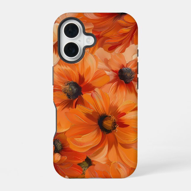 ORANGE YELLOW WHITE FALL ANEMONE POPPY FLOWERS iPhone 16 CASE (Back)
